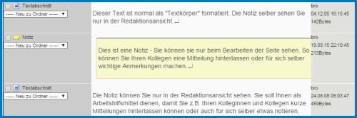 Screenshot der Notiz in der Redaktionsansicht